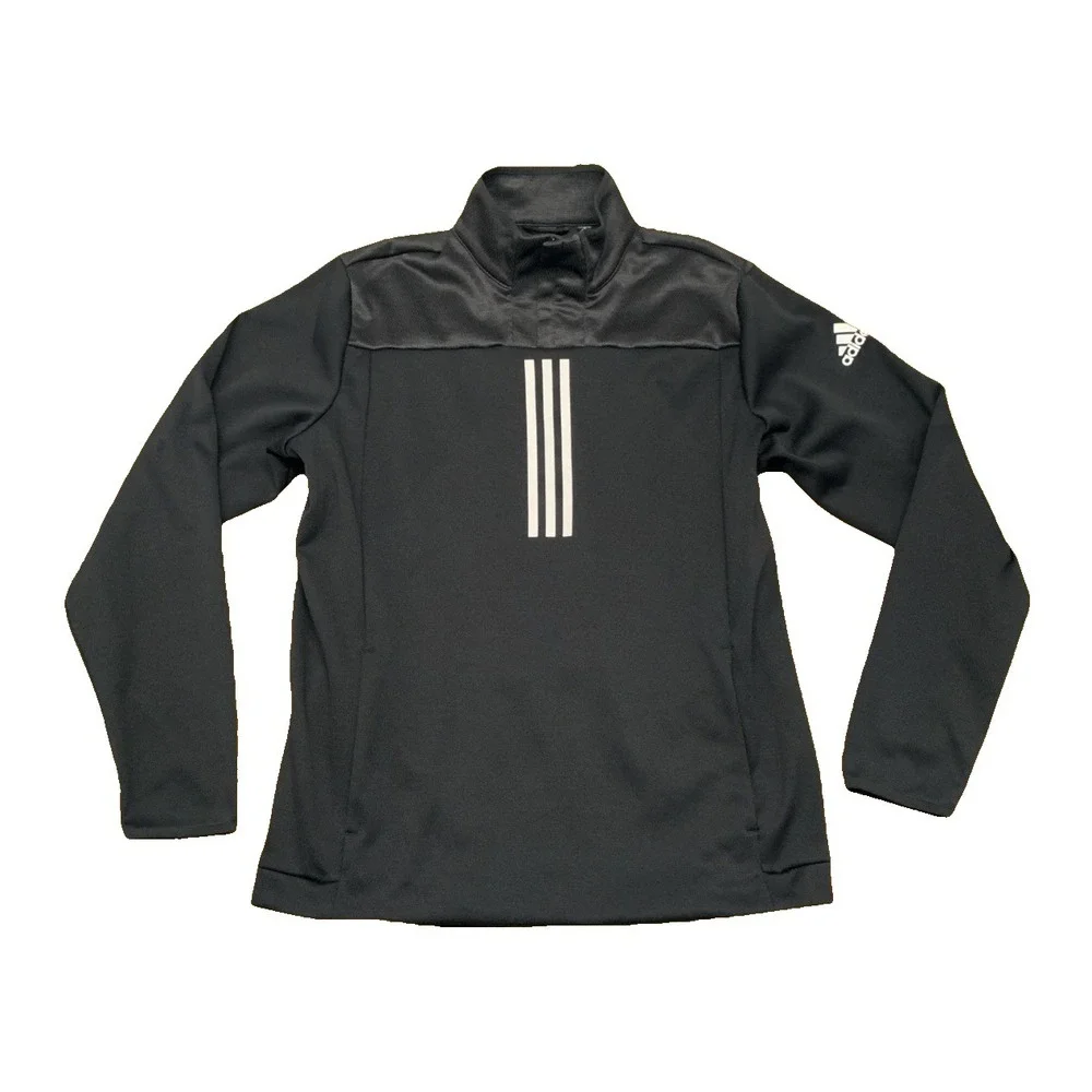 Adidas Mens Response 1/4 Zip Black Sweatshirt Large Wicking Quick Dry Activewear - Picture 1 of 14